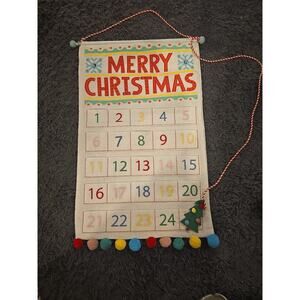 H1114 New Christmas Countdown Calendar Merry Christmas Hanging Fabric W Balls